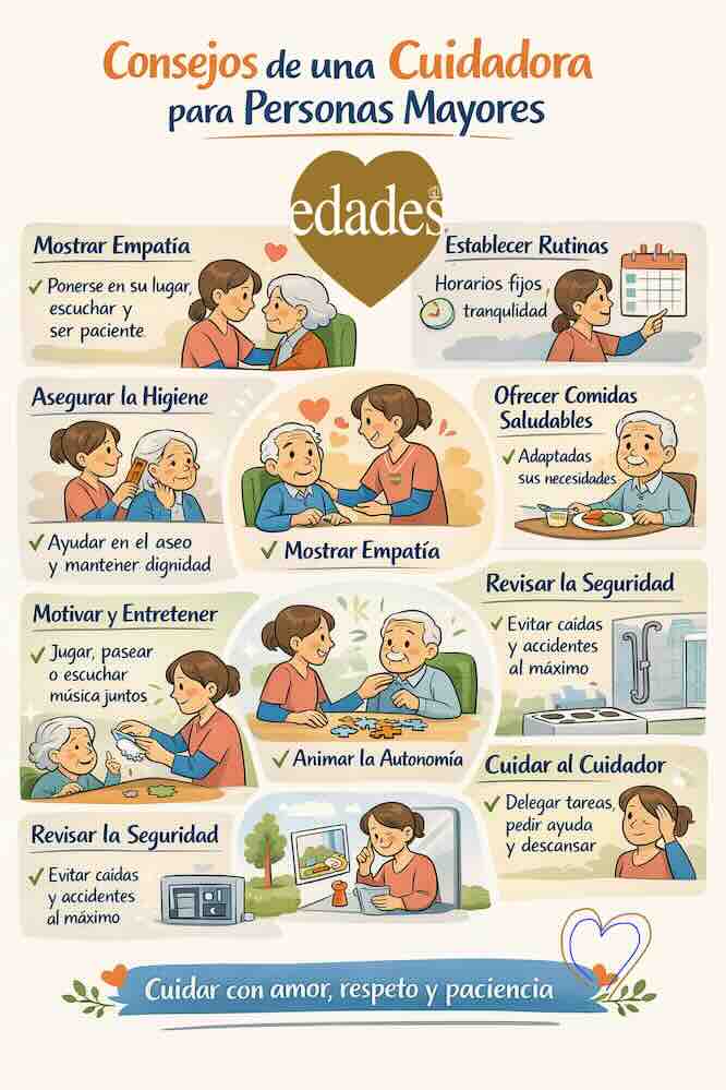 Consejos para cuidadores de personas mayores.